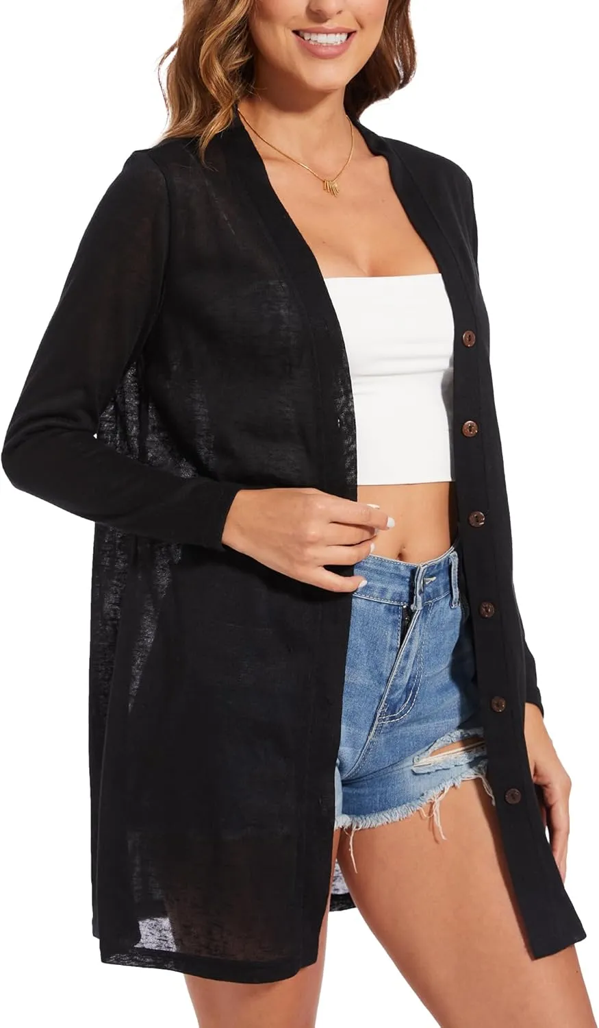 Spicy Sandia Sheer Summer Cardigans for Women Lightweight Open Front Long Sleeve Light Weight Duster Spring Trendy