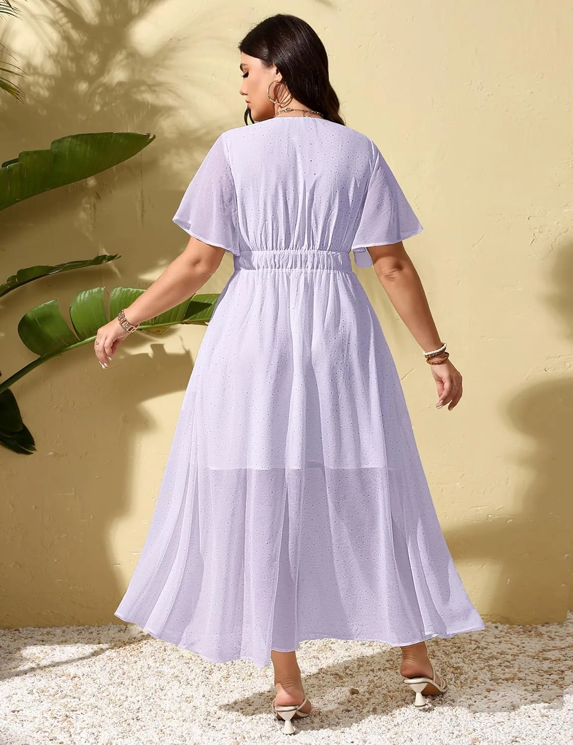Summer Dresses for Women 2025 Elegant Classy Cocktail Wedding Guest Dress Short Sleeve Slit Maxi with Pockets