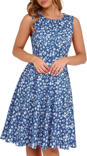 Sureple Womens Summer Cocktail Dresses 2025 Sleeveless Casual Fitted Tank Beach Swing A-Line Sundress