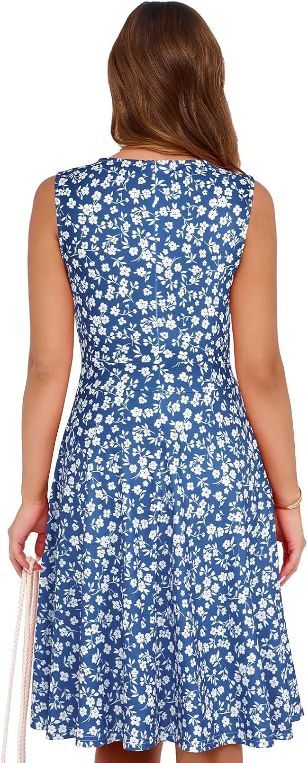 Sureple Womens Summer Cocktail Dresses 2025 Sleeveless Casual Fitted Tank Beach Swing A-Line Sundress