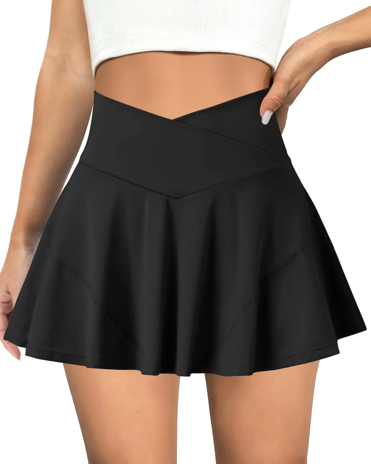 Tennis Skirt for Women High Waisted Golf Skirts with Pockets Shorts Crossover Athletic Pleated Skorts