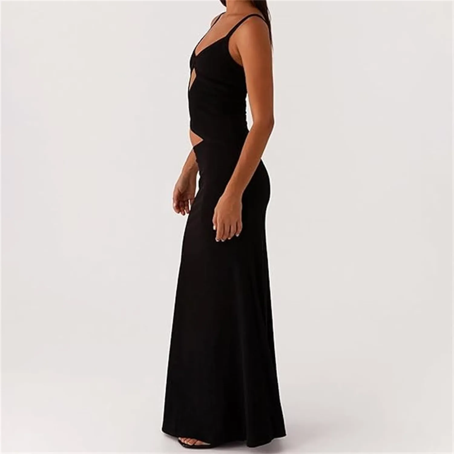 Thopavenoir Women's Sexy Cut Out Maxi Dress Backless Sleeveless Slip Dresses Elegant Bodycon Long Dress Cocktail Partywear