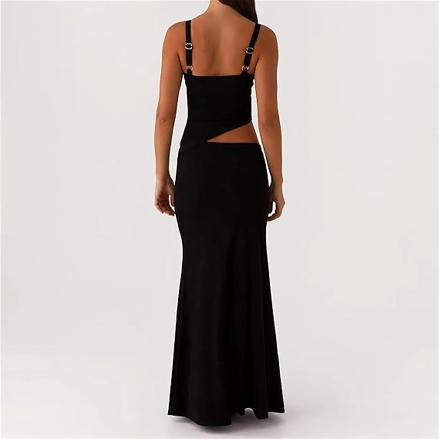 Thopavenoir Women's Sexy Cut Out Maxi Dress Backless Sleeveless Slip Dresses Elegant Bodycon Long Dress Cocktail Partywear