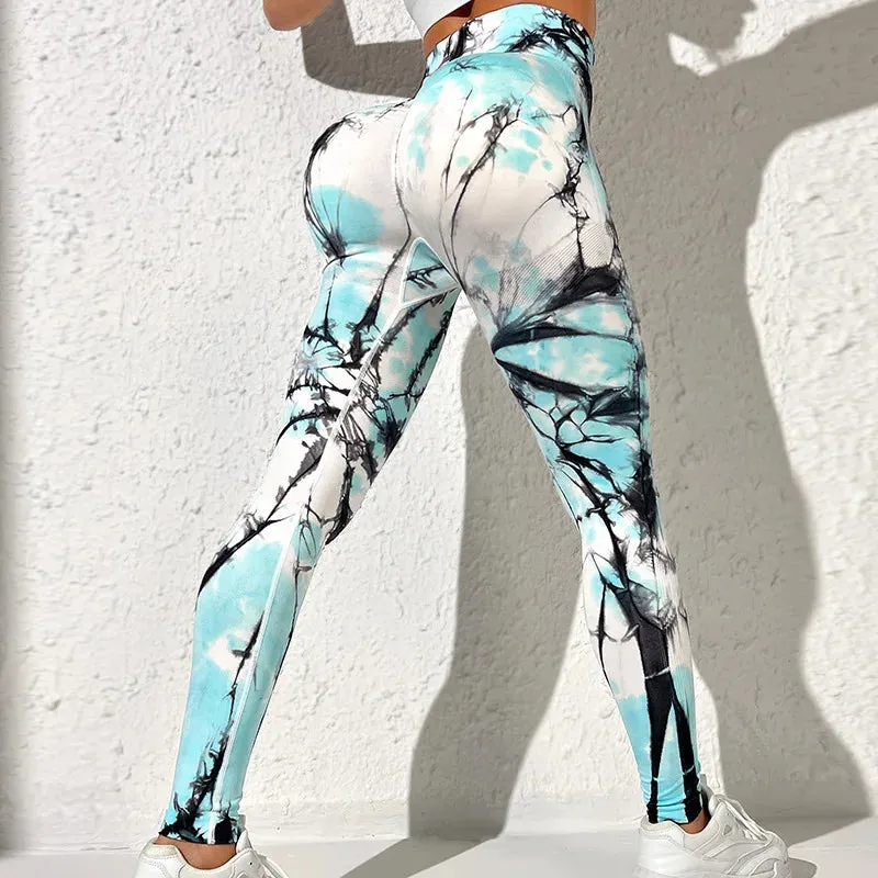 Tie Dye Seamless Leggings Women for Gym Yoga Pants Push Up Workout Sports Leggings  High Waist Tights Ladies Fitness Clothing