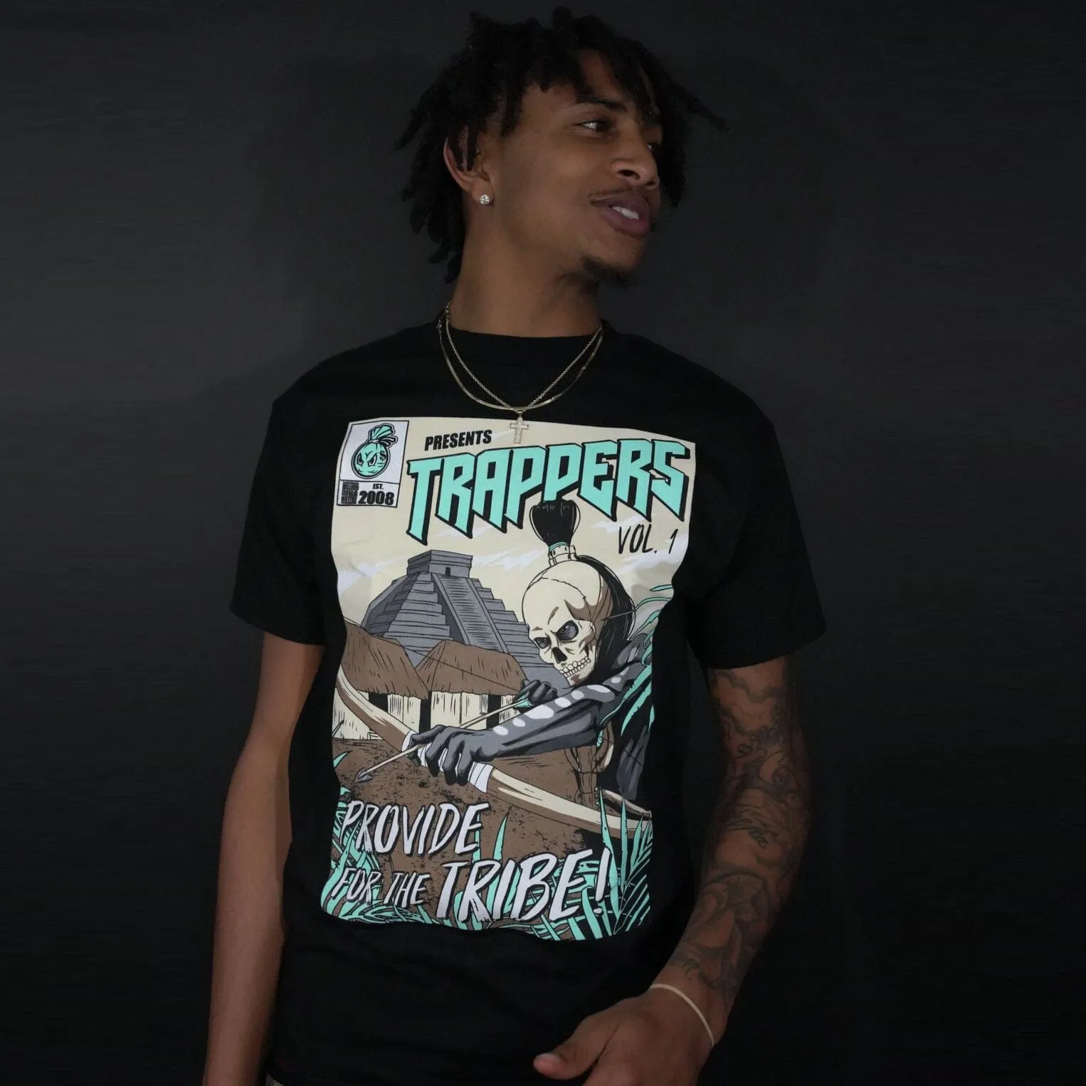 Trappers Comic Vol 1 - Island Green on Black T-Shirt
