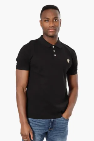 Vroom & Dreesmann Button Up Knit Polo Shirt - Black