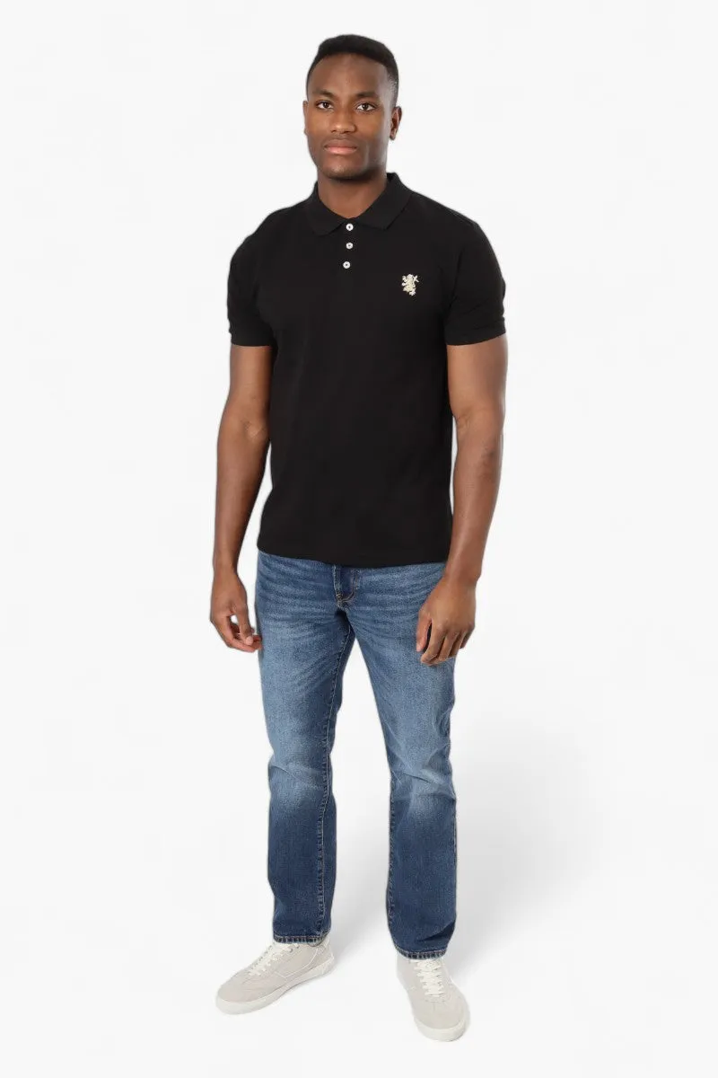 Vroom & Dreesmann Button Up Knit Polo Shirt - Black
