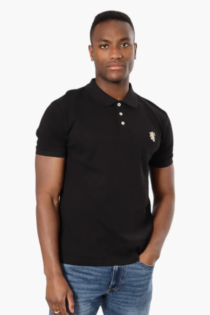 Vroom & Dreesmann Button Up Knit Polo Shirt - Black