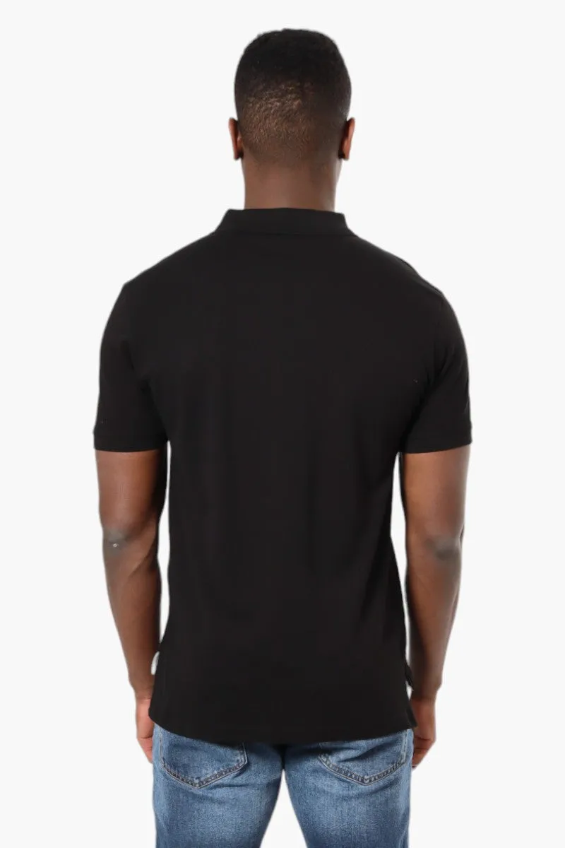 Vroom & Dreesmann Button Up Knit Polo Shirt - Black