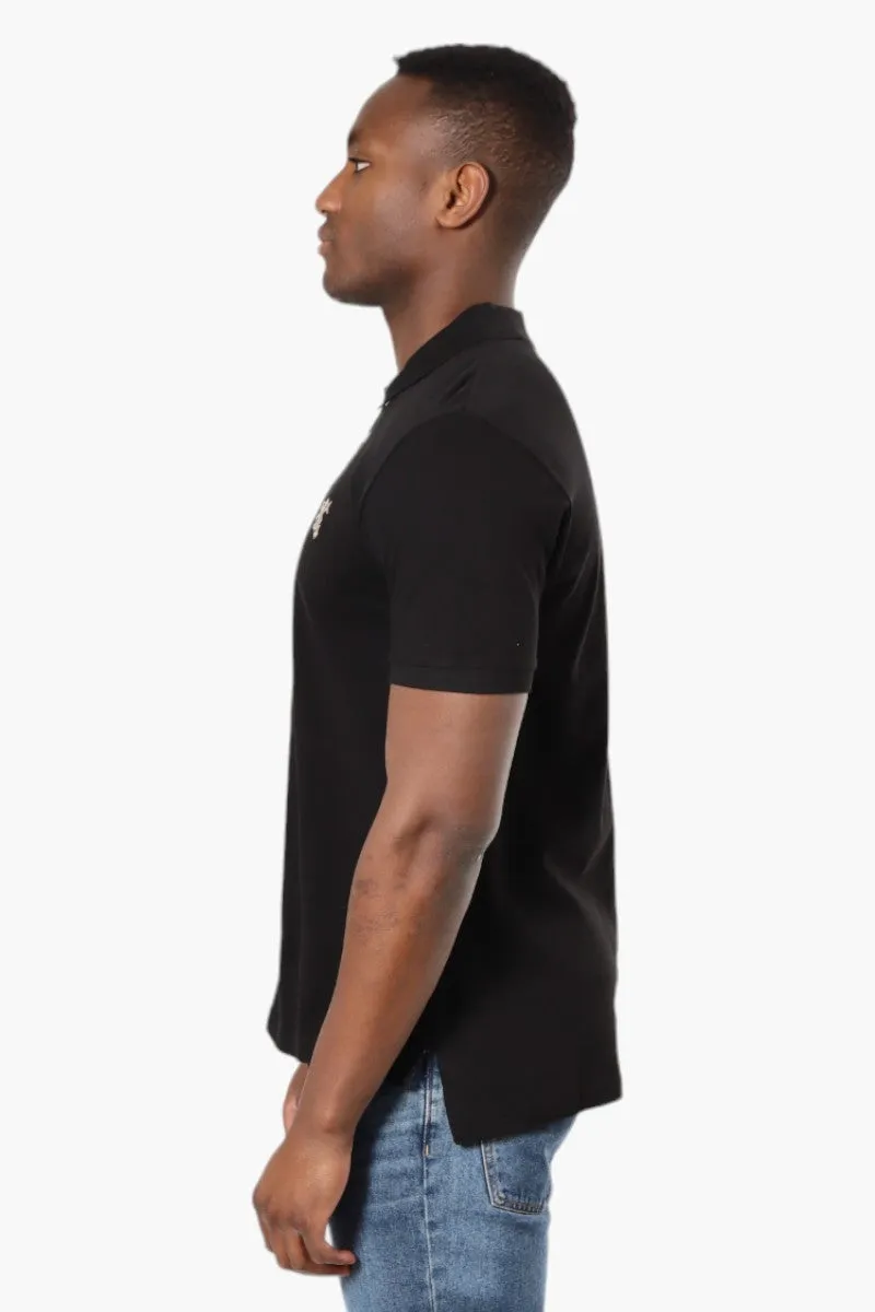 Vroom & Dreesmann Button Up Knit Polo Shirt - Black