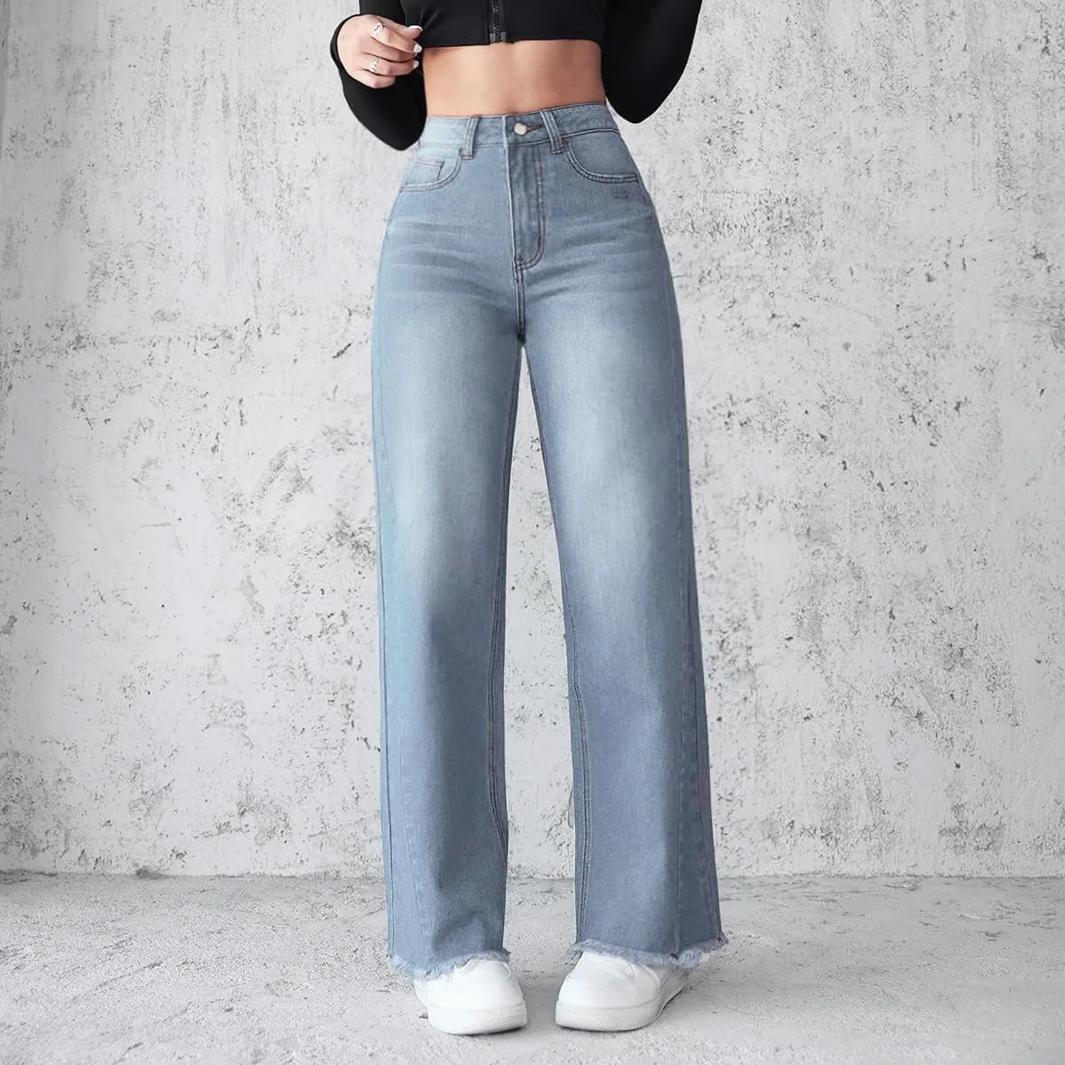 Wide Leg Jeans for Women High Waist Straight Leg Baggy Bootcut Jeans Trendy Loose Fit Boyfriend Denim Pants