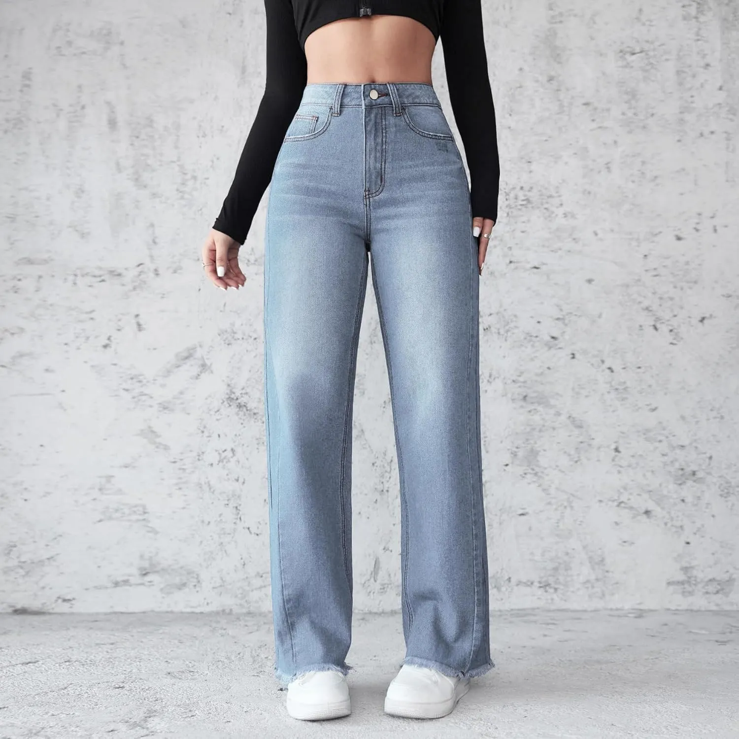 Wide Leg Jeans for Women High Waist Straight Leg Baggy Bootcut Jeans Trendy Loose Fit Boyfriend Denim Pants