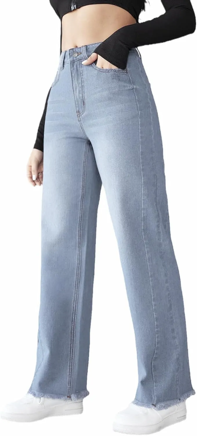 Wide Leg Jeans for Women High Waist Straight Leg Baggy Bootcut Jeans Trendy Loose Fit Boyfriend Denim Pants