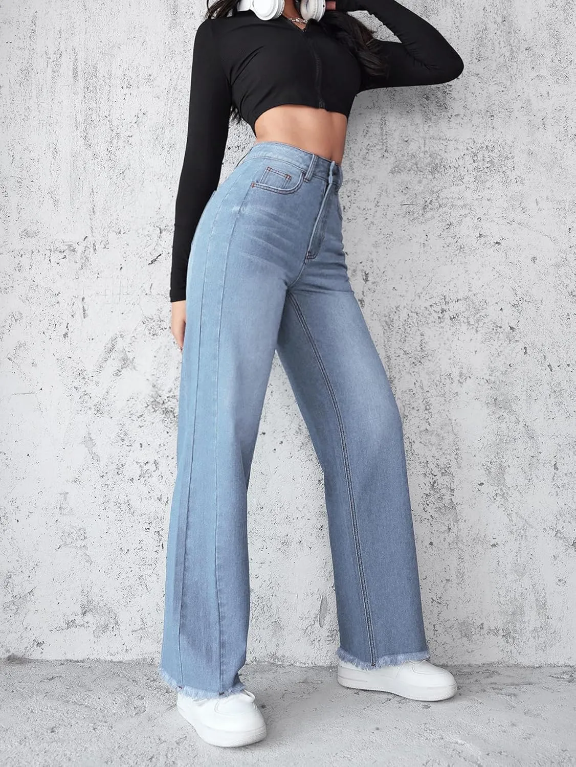 Wide Leg Jeans for Women High Waist Straight Leg Baggy Bootcut Jeans Trendy Loose Fit Boyfriend Denim Pants