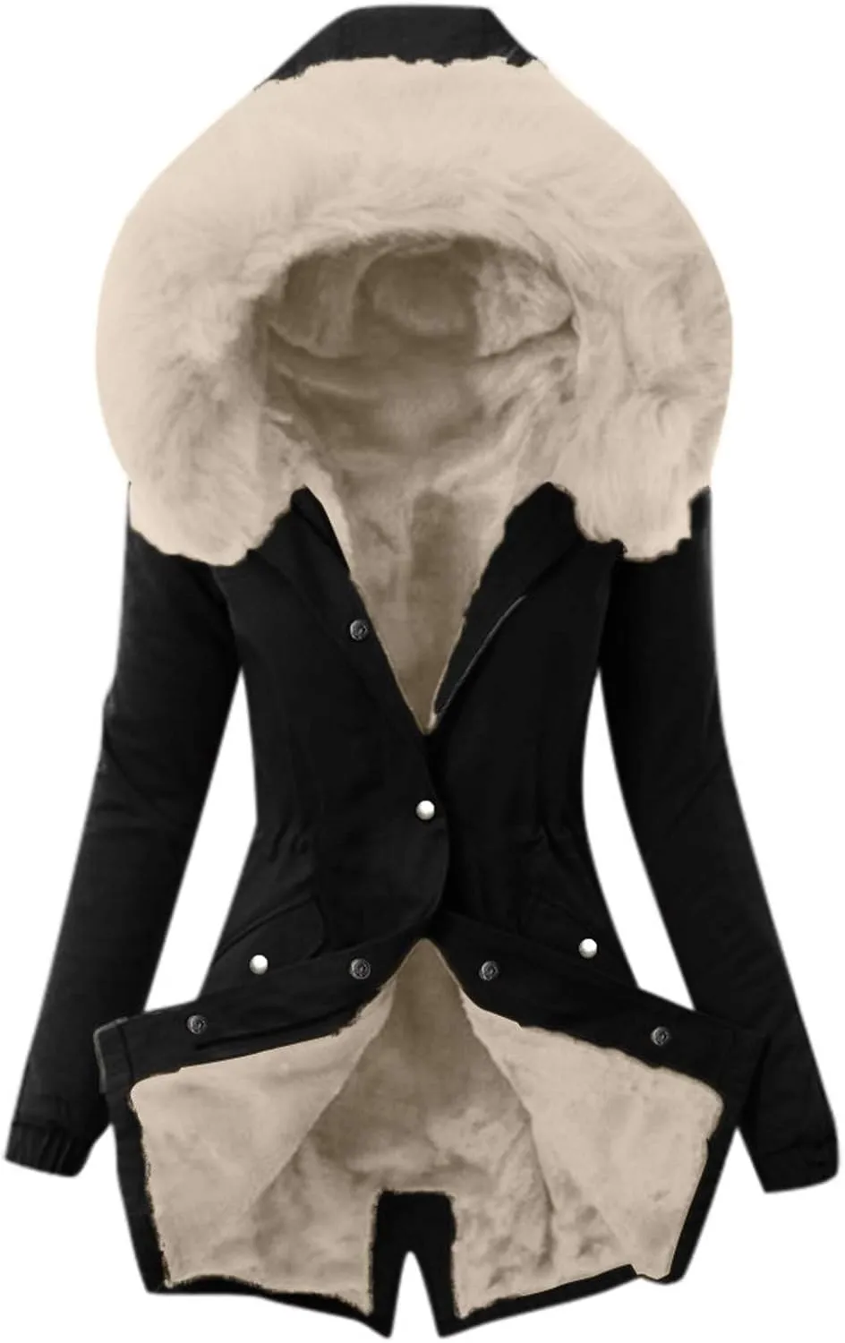 Winter Coats for Women Thicken Puffer Overcoat Warm Cold Weather Parka Jacket Plush Outwear with Removable Fur Trim
