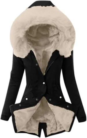 Winter Coats for Women Thicken Puffer Overcoat Warm Cold Weather Parka Jacket Plush Outwear with Removable Fur Trim