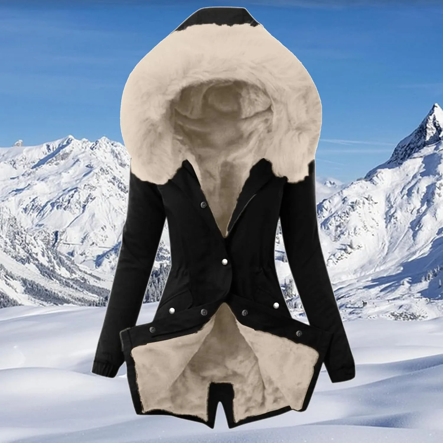 Winter Coats for Women Thicken Puffer Overcoat Warm Cold Weather Parka Jacket Plush Outwear with Removable Fur Trim