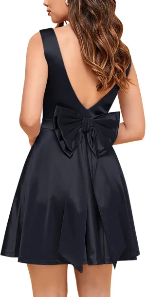 Women's Classic Scoop Collar Emprie Waist Cocktail Party A Line Short Dress