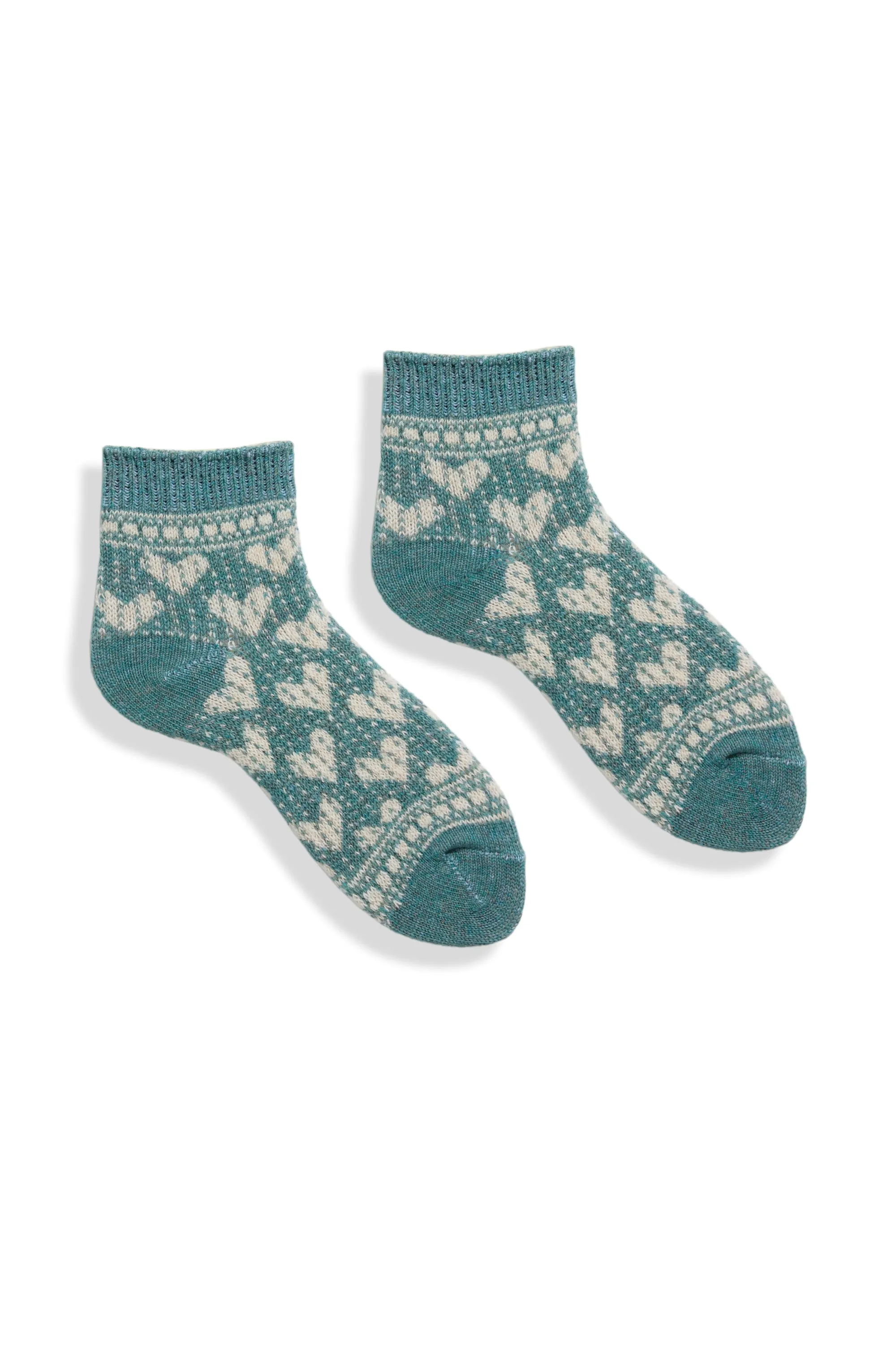 women's hearts wool cashmere quarter-crew socks