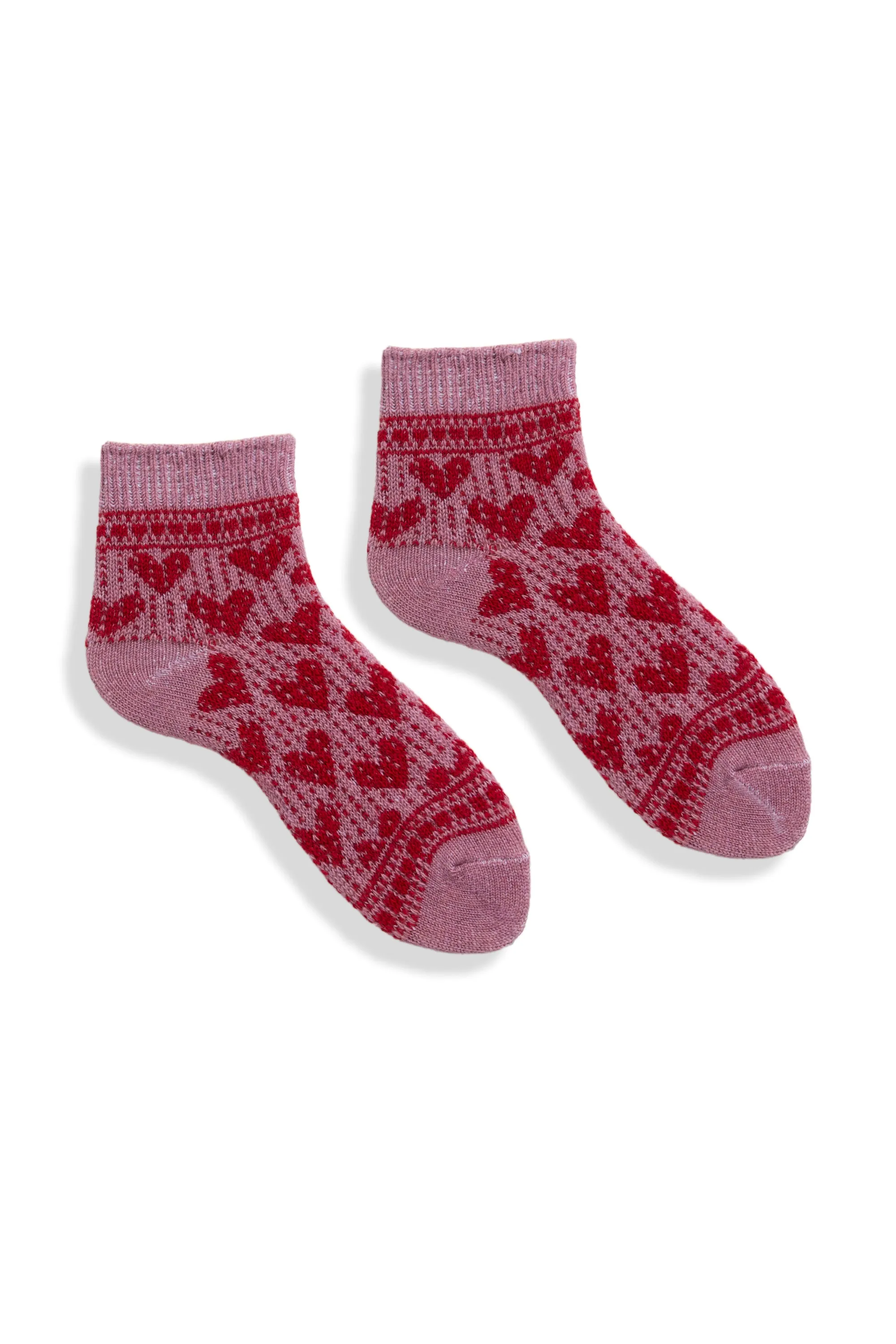 women's hearts wool cashmere quarter-crew socks