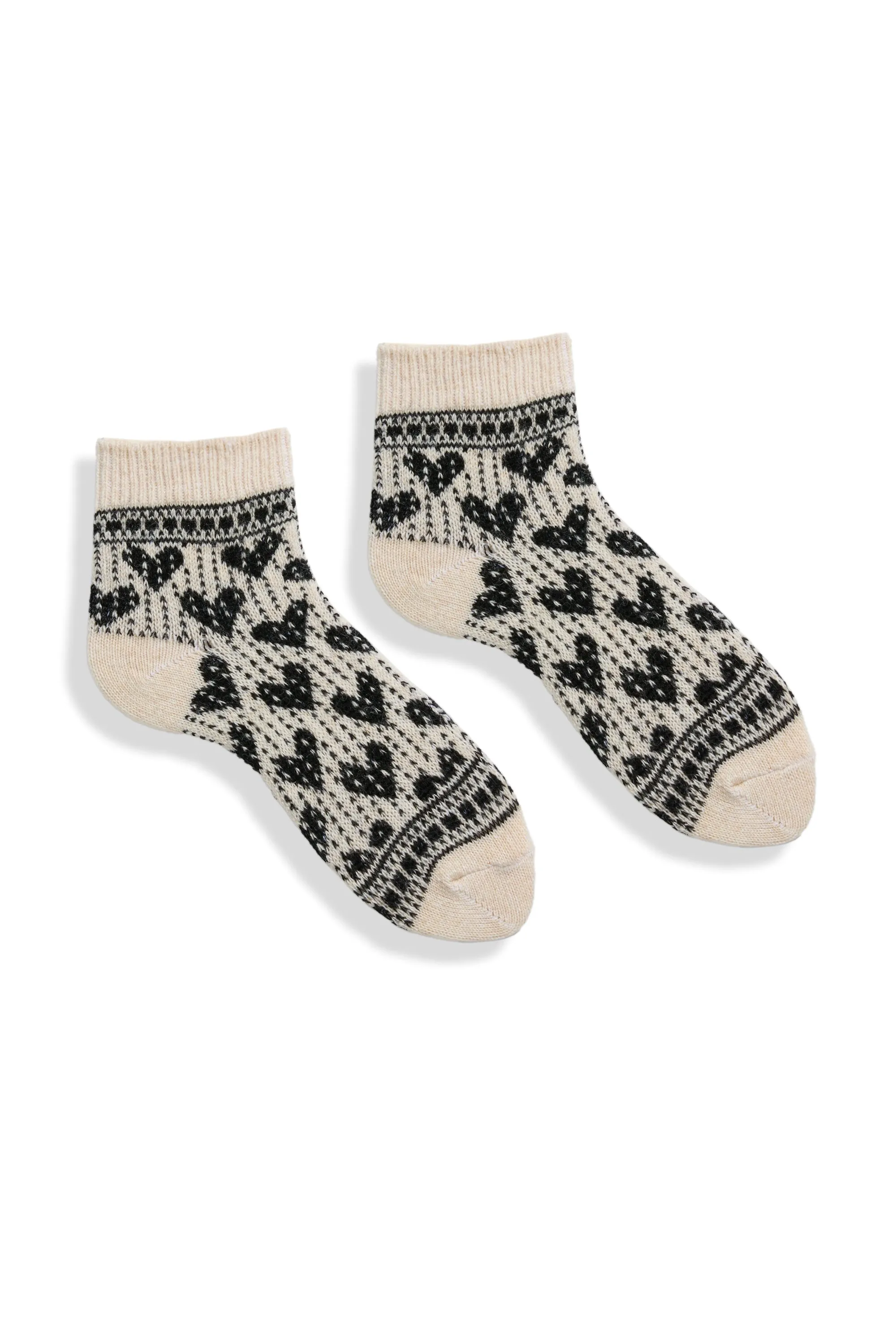 women's hearts wool cashmere quarter-crew socks