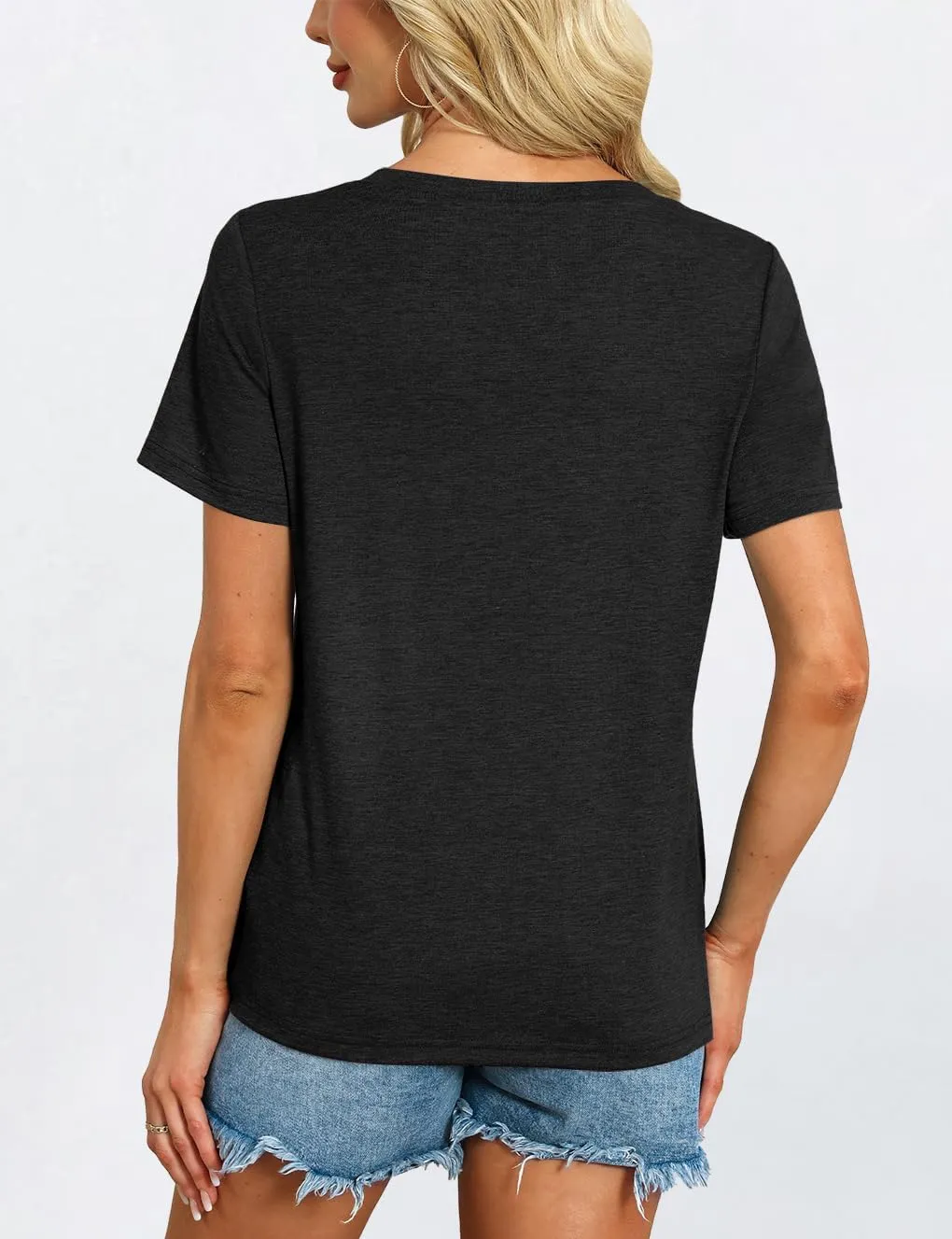 Womens Short Sleeve T Shirts V Neck Tops Summer Trendy Comfy Casual Basic Tee Shirt