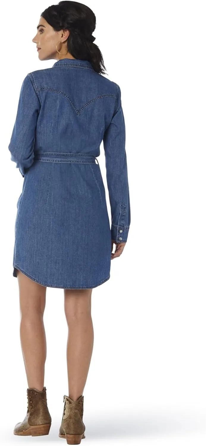 Wrangler Women's Retro Long Sleeve Western Snap Dress
